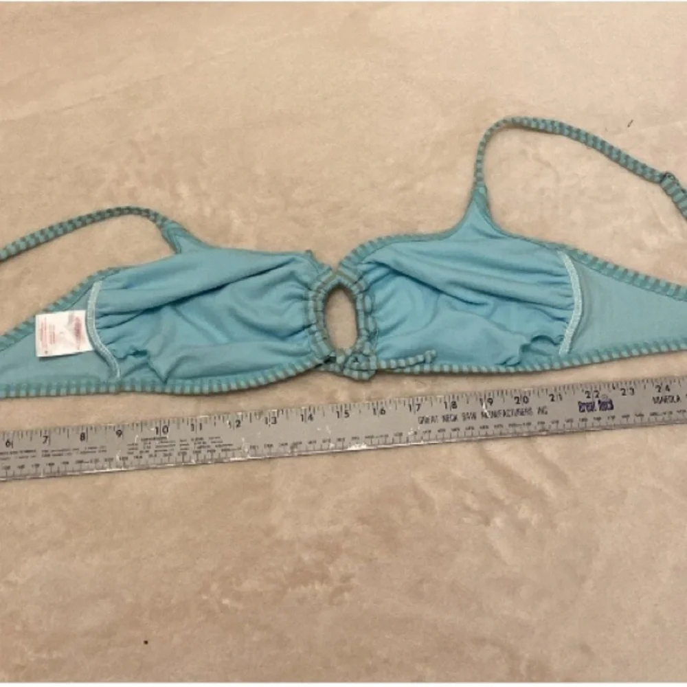Xhilaration Seafoam Blue Green Striped Bikini Top